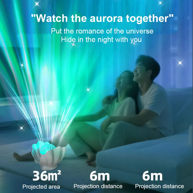 Lámpara Proyectora AuroraShell™ Estrellada 🐚🌌 Brillo Nocturno de Ensueño