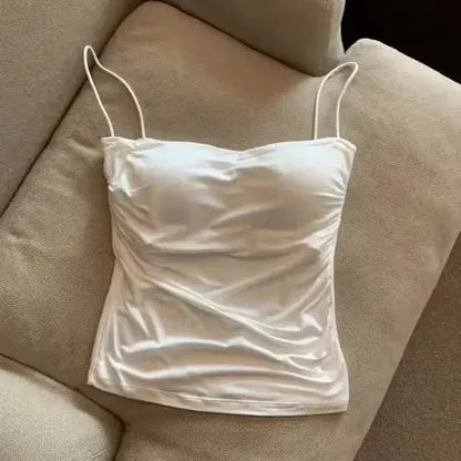 Nuevo top halter para mujer, verano, estilo coreano, tendencia de moda, incorporado