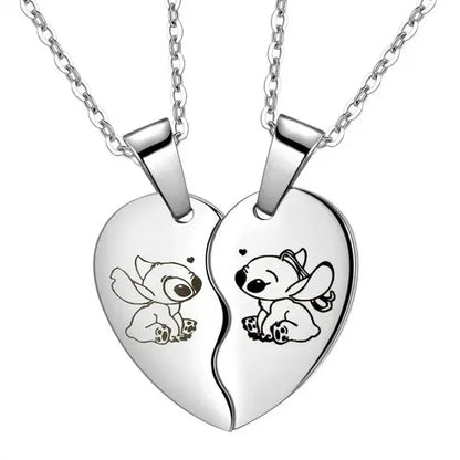 Lilo & Stitch Disney Fashion Necklaces Pendants for Couple Heart