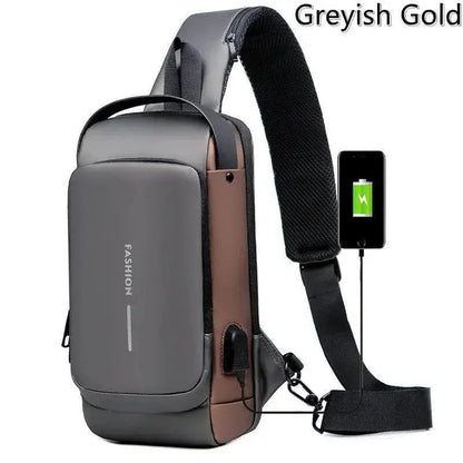 WEIXIER Anti-Theft USB Charging Crossbody Chest Bag for Men – Waterproof Oxford Shoulder Sling with Lockable Zipper, Business & Travel Messenger Pack Shop1103843745 Store