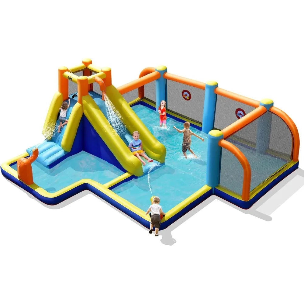 Inflatable Water Slide, Mega Water Soccer Waterslide Park GAINOOM LIFE Store