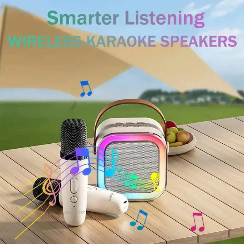 K12 Bluetooth Karaoke Machine Portable 5.3 PA Speaker System with 1-2 Wireless Microphones Home Family Singing Children's Gifts