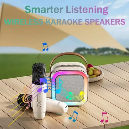 K12 Bluetooth Karaoke Machine Portable 5.3 PA Speaker System with 1-2 Wireless Microphones Home Family Singing Children's Gifts