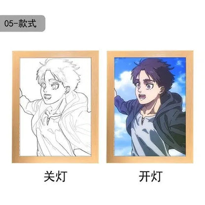 Attack On Titan Anime Figure Customized Night Light Painting Decor