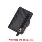 Carbon Fiber Rfid Blocking Men ID Credit Card Holders Wallet Leather