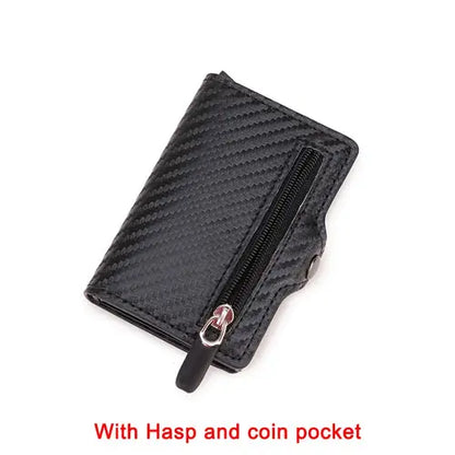 Carbon Fiber Rfid Blocking Men ID Credit Card Holders Wallet Leather