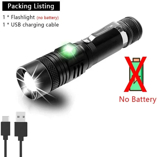 Super Bright LED Tactical Flashlight Zoomable Rechargeable XIWANGFIRE Lamp Store