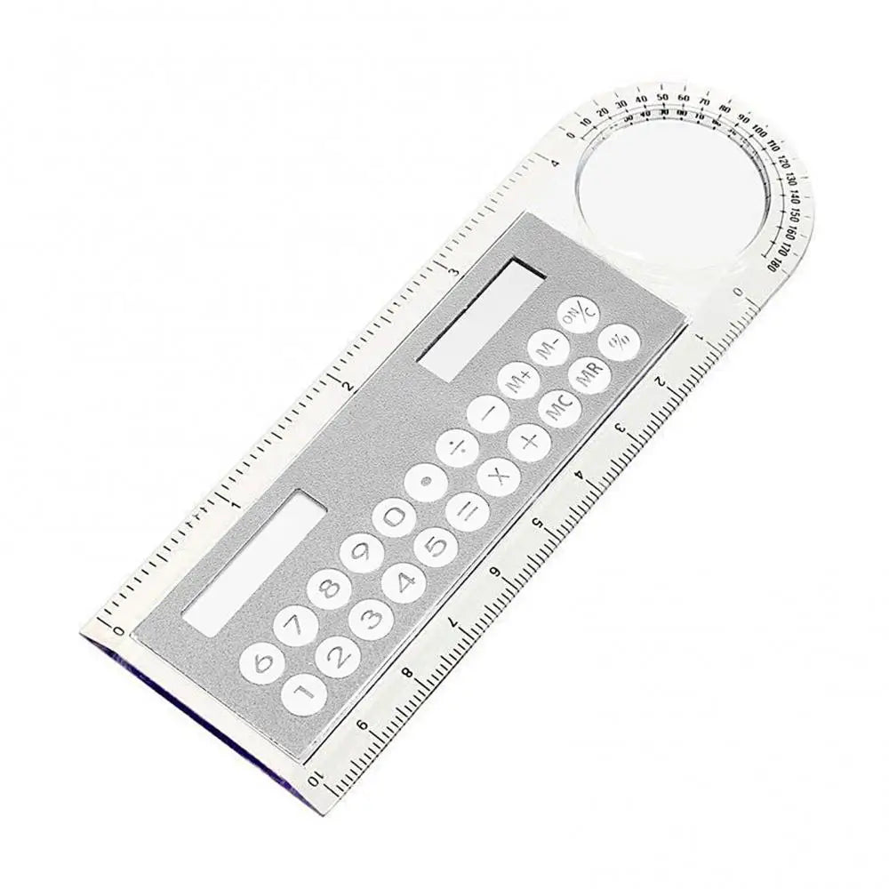 Solar Ruler Calculator with Magnifier Transparent Pocket Mini Calculator Stationery Math Toys School Electronics Calculator Shop1100073022 Store