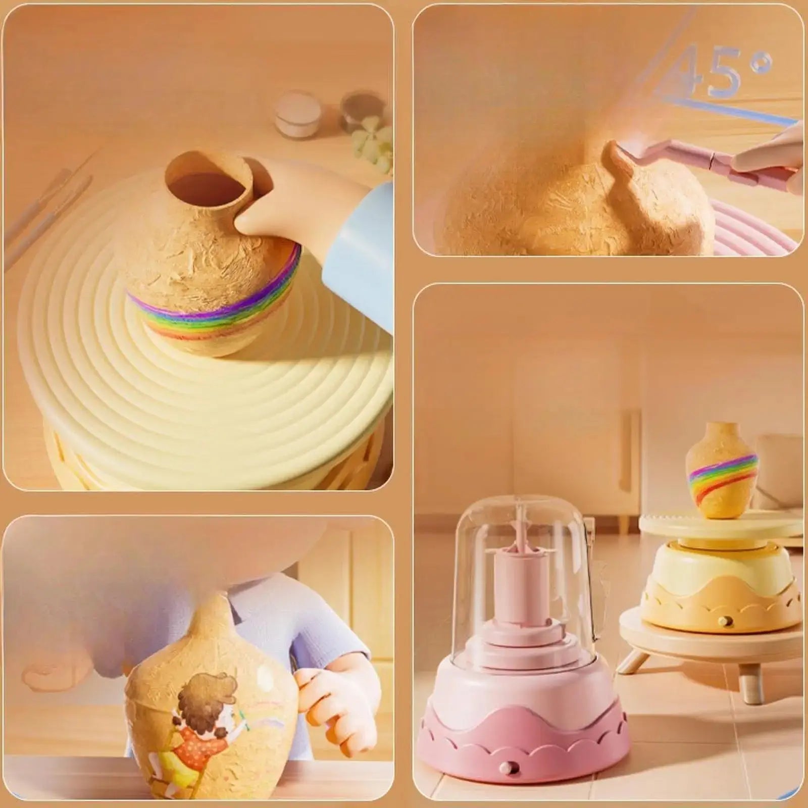Electric Pottery Wheel Set for Kids Artist Studio Beginner Professional Crafting DIY Ceramic Pottery Machine Beginners Kids Handmade decor Store