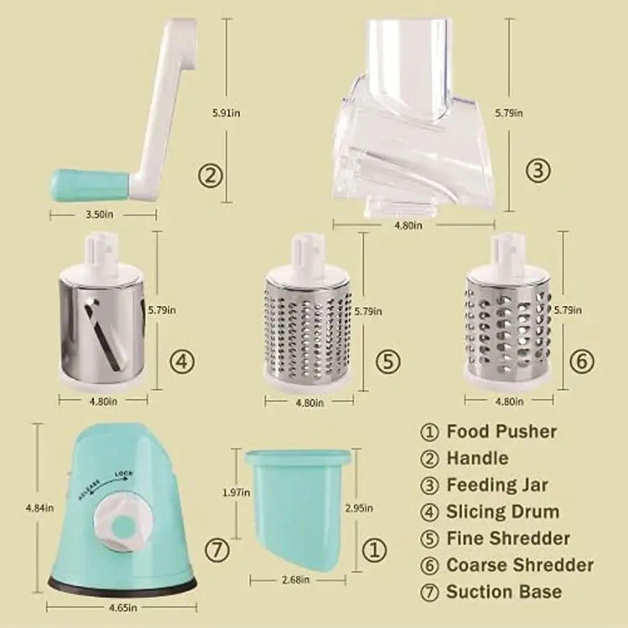 Manual Rotary Vegetable Cutter Cheese Grater Food Fruit Potato Peeler Carrot Shredder Slicer Cutting Chopper Kitchen Tools Shop2023BD Store