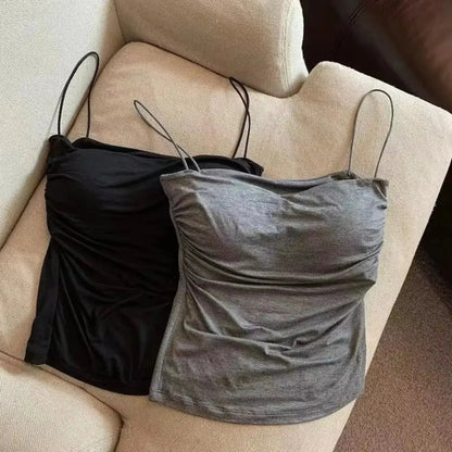 Nuevo top halter para mujer, verano, estilo coreano, tendencia de moda, incorporado