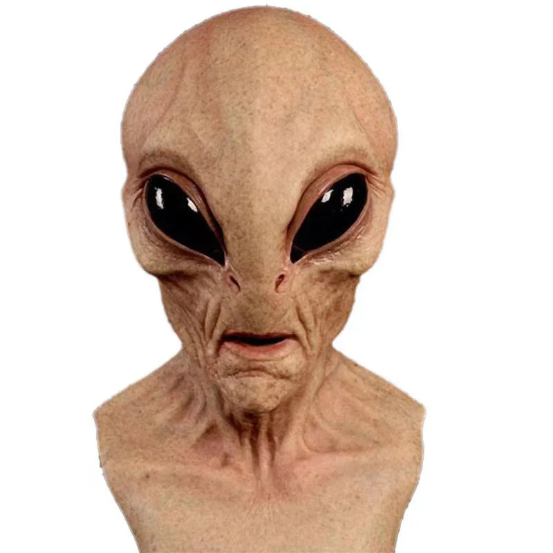 Máscaras de extraterrestre verde OVNI, disfraz de alienígena de terror para fiesta de Halloween, tocado de látex, accesorios divertidos para fiesta de disfraces de terror para adultos