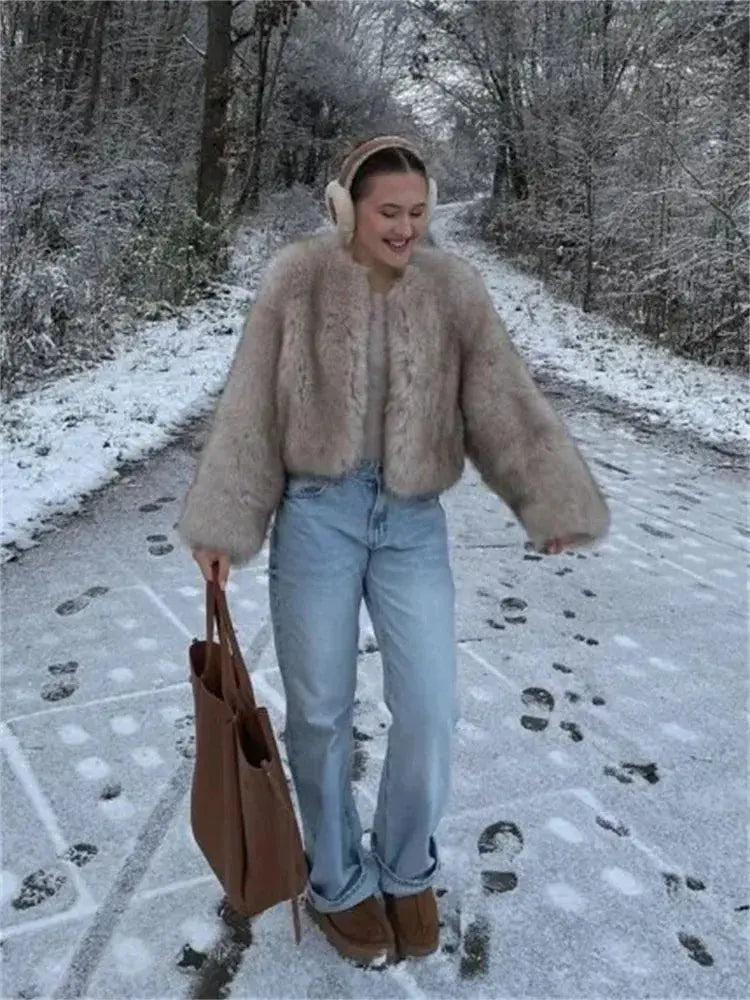 Fashion Fluffy Faux Fur Coat For Women Winter Elegant Loose Long AliExpress