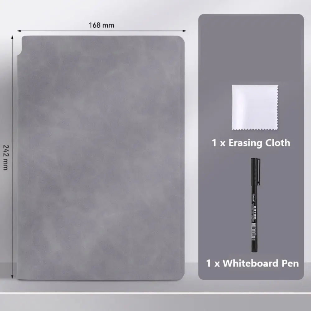 Reusable A5 Whiteboard Notebook Leather With Whiteboard Pen Writing Board With Erasing Cloth Stationery Memo Pad Students Gift