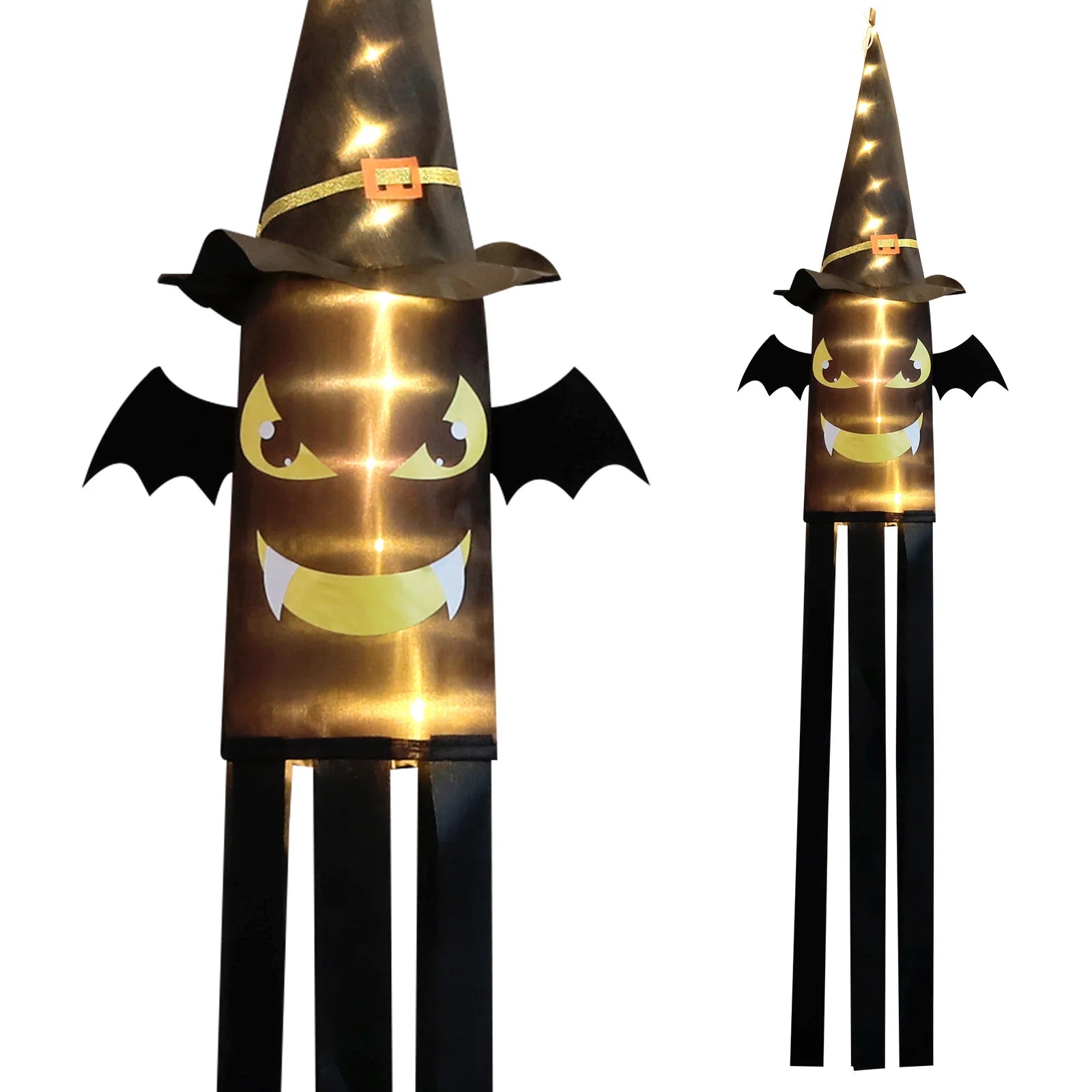 Halloween Hanging Decoration Witch Hats LED Black Light up Witch Hats for Indoor Outdoor Yard Garden Porch Halloween Decorations