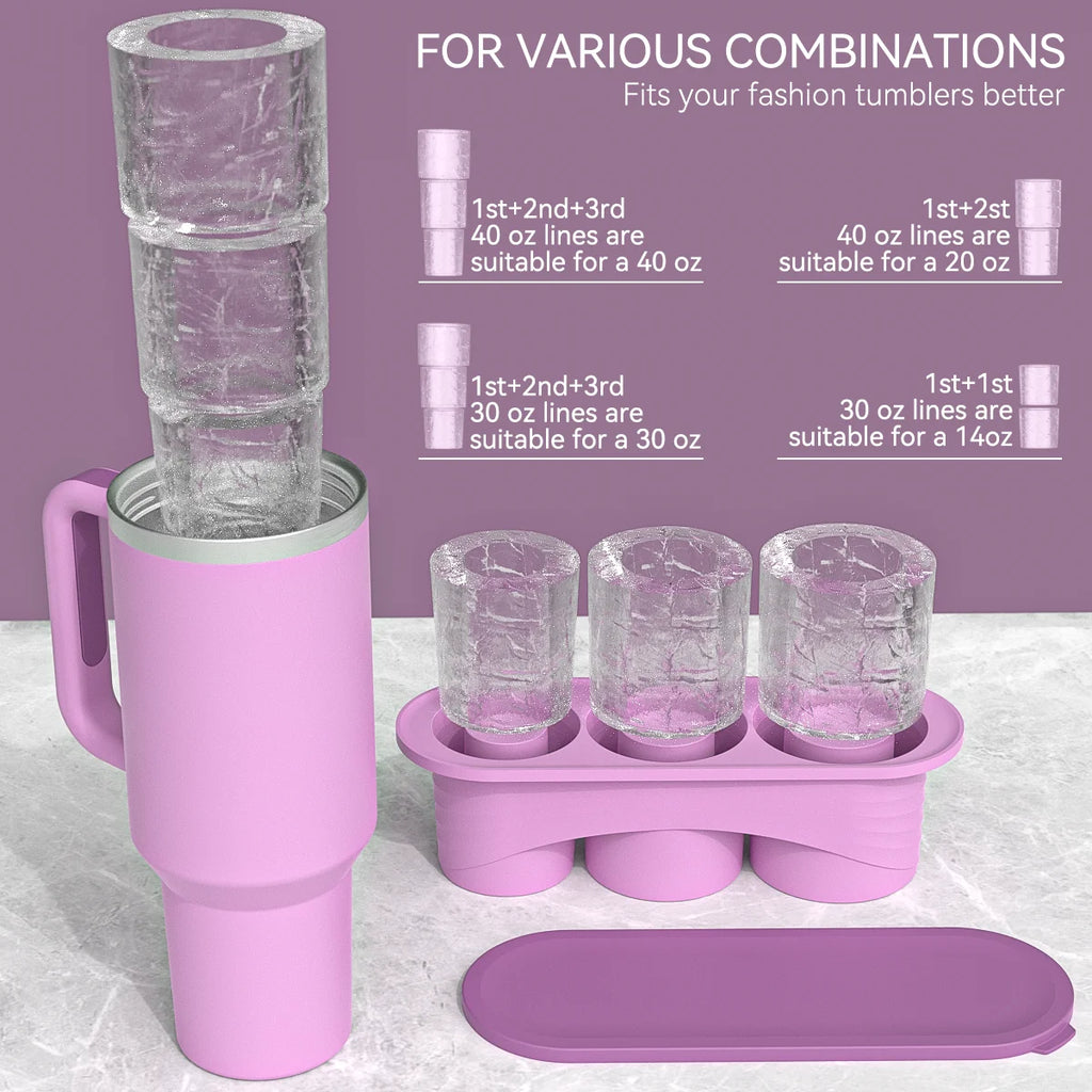 Ice Cube Tray for ST Cup Tumbler Cup , Cylinder-Shaped Silicone Ice Mold with Lid , Stanley Cup Accessories