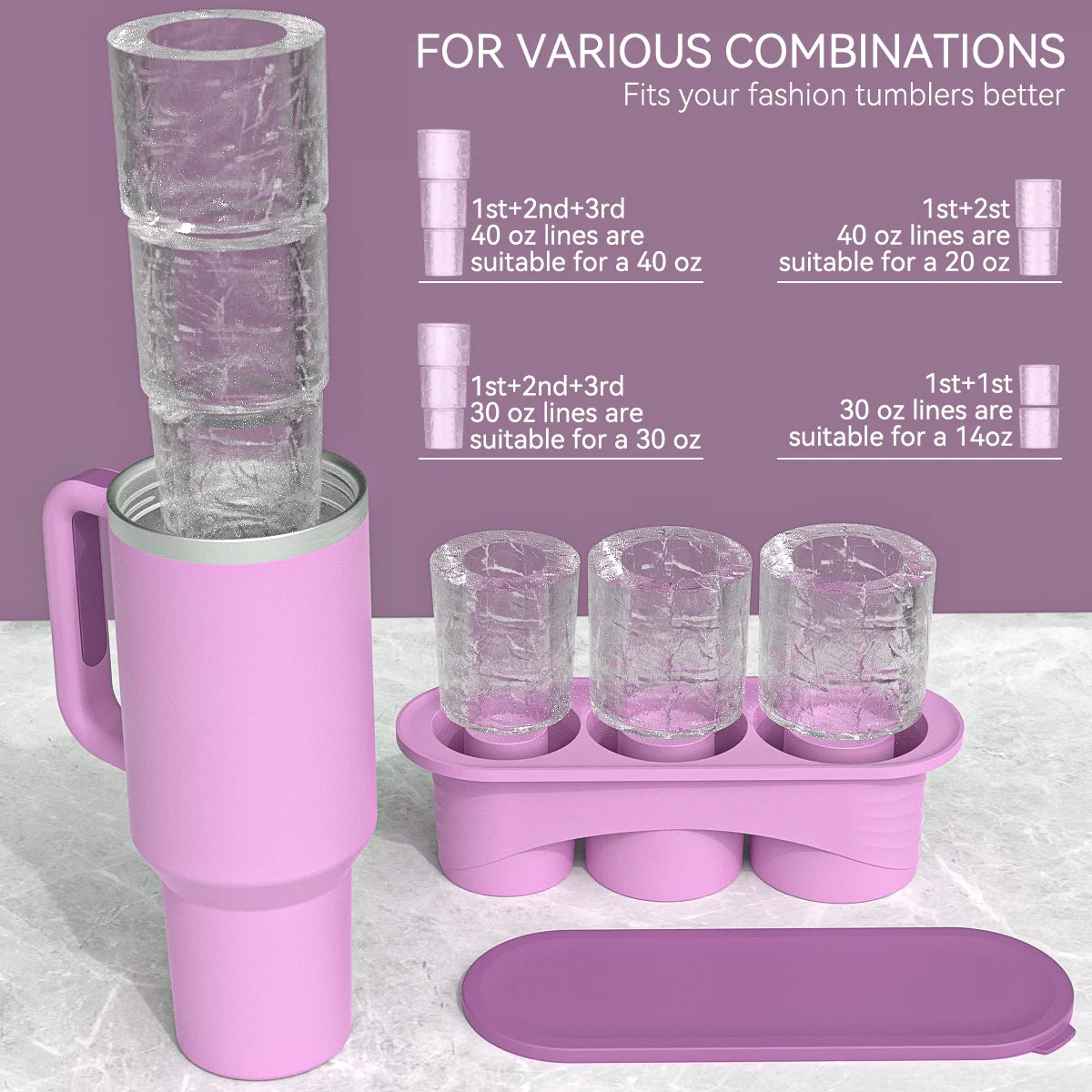 Ice Cube Tray for ST Cup Tumbler Cup , Cylinder-Shaped Silicone Ice Mold with Lid , Stanley Cup Accessories