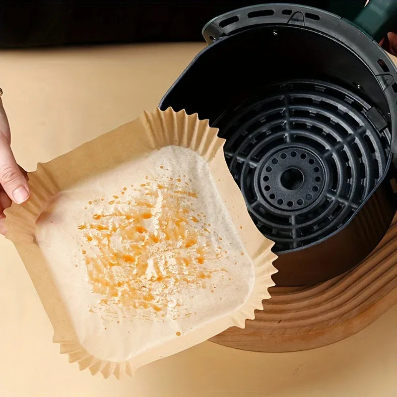 50 Pcs Nonstick Air Fryer Paper Liners Disposable For Clean Mess Free Cooking