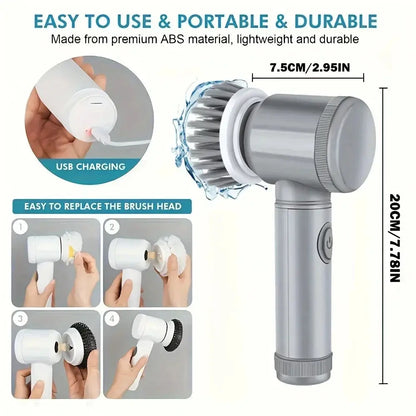 6 in 1 Electric Spin Scrubber,Bathroom Cleaning Brush Power Scrubber