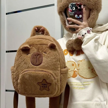 Funny Capybara Plush Backpack