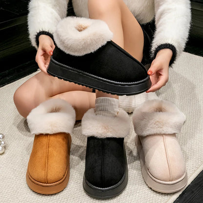 2024 High Quality of  Women's Fashion Snow Boots Fluffy Plush Faux Fur Soft Slippers Winter Indoor Comfortable Home men's Shoes Stone's Store