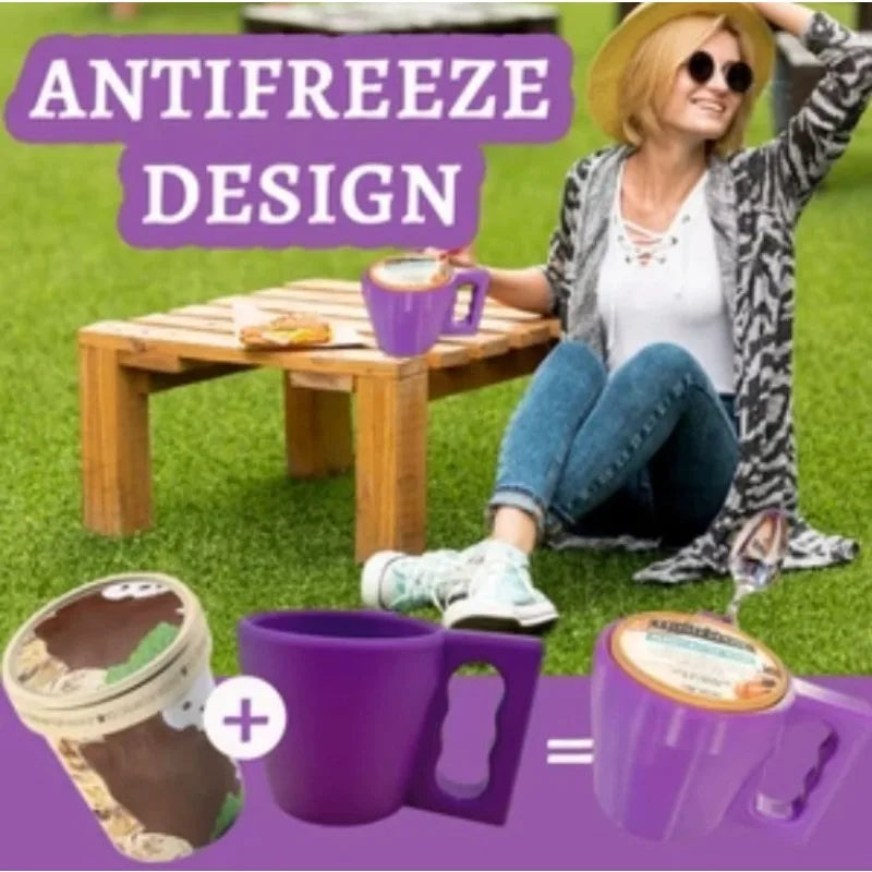 Ice Cream Pint Holder Reusable Ice Cream Pints Cozy Anti Freeze Handle, Popsicles Insulated Sleeves for Yogurt Frozen Desserts
