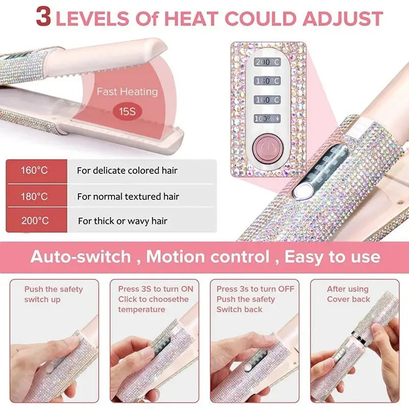 2-In-1 Electric USB Hair Straightener Multifunctional Comb Maroon Asteria