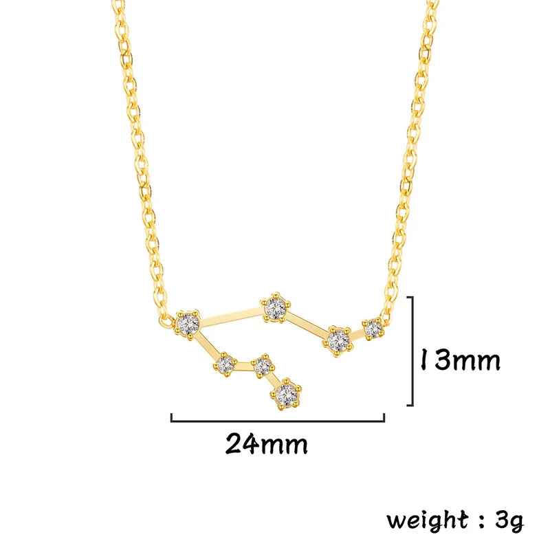 Lucktune Zircon Constellation Pendant Necklace Libra Virgo Zodiac Necklace for Women Stainless Steel Birthday Jewelry Gifts 2025 lucktune Official Store