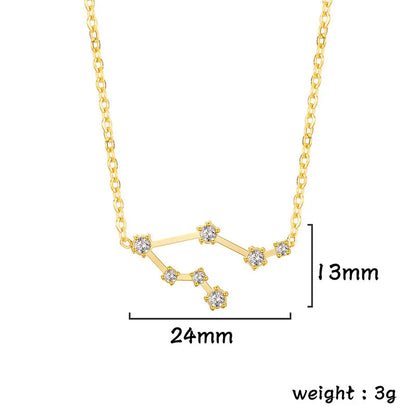 Lucktune Zircon Constellation Pendant Necklace Libra Virgo Zodiac Necklace for Women Stainless Steel Birthday Jewelry Gifts 2025 lucktune Official Store