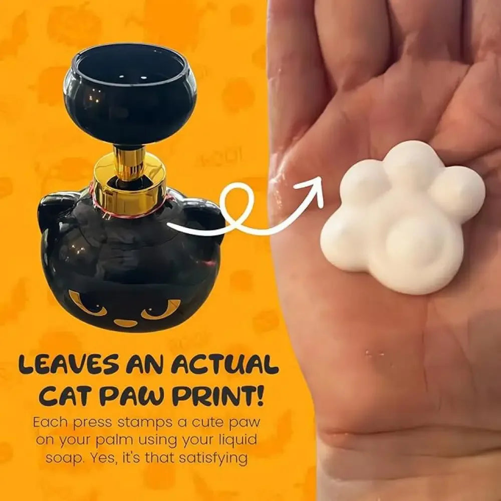 Cute Cat Paw Foam Soap Dispenser, 2026 Black Kitty Foaming Pump Bottle Creates Paw-Shaped Foam, Spooky Cute Hand Soap Pump
