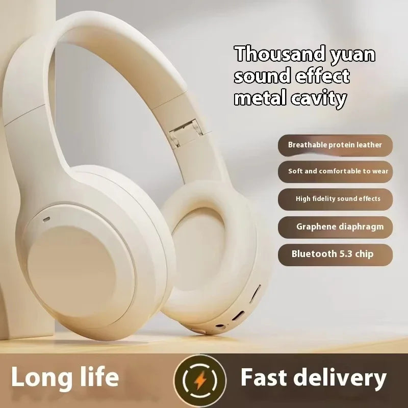 Auriculares inalámbricos Bluetooth 5.3 – Estéreo Hi-Fi plegables con micrófono y cancelación de ruido para juegos y música