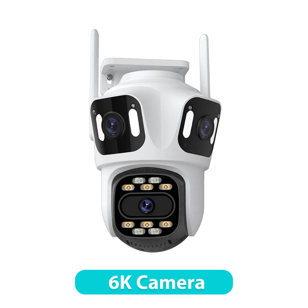 Three Lens PTZ IP Camera Outdoor 6K HD Three Screen WiFi Security Camera Auto Tracking 4K Dual Len Wirelss CCTV Camera iCsee Stone's Store