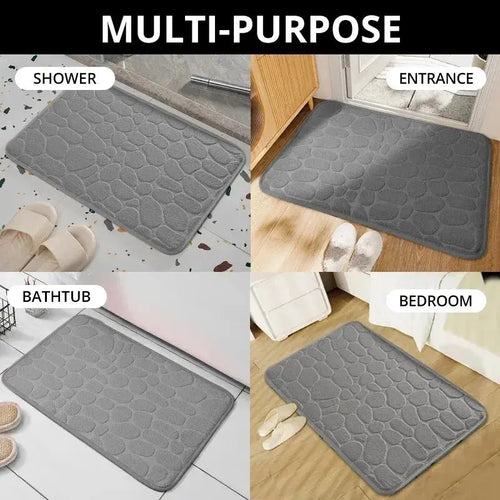 1 alfombra de terciopelo en relieve de espuma viscoelástica antideslizante para baño y sala de estar.