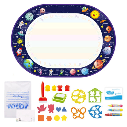 100x80CM Magic Water Drawing Mat Coloring Doodle With Reusable Magic Pens Montessori Painting Board Educational Toys Kids Gifts