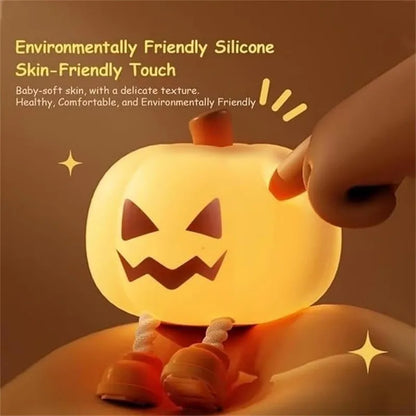 Halloween Pumpkin Night Lights Cute Soft Silicone Safe Lamp Decorations Timing Dimmable Bedside Decor Kids Baby Halloween Gifts