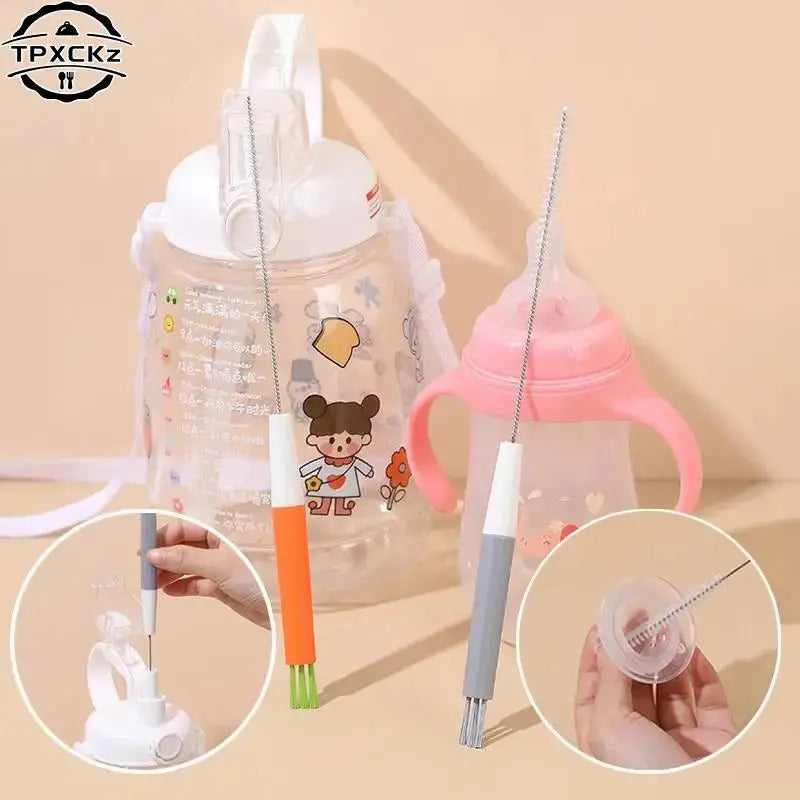 3 In 1 Cup Cover Straw Cleaning Brush Multi-functional Bottle Cleaning