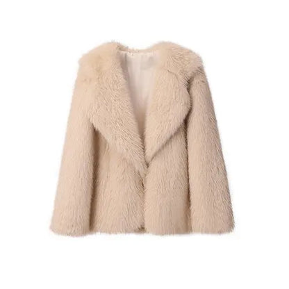 Neo Mint Luxury Brand Women Faux Fur Coat Animal Gradient Color 2024