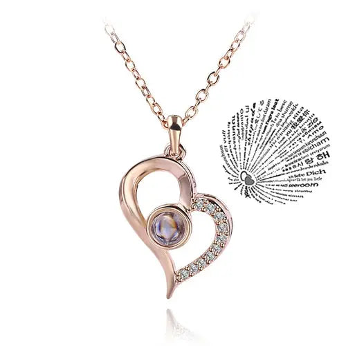Collar de Proyección 100 Idiomas Te Amo Colgante Collares Para