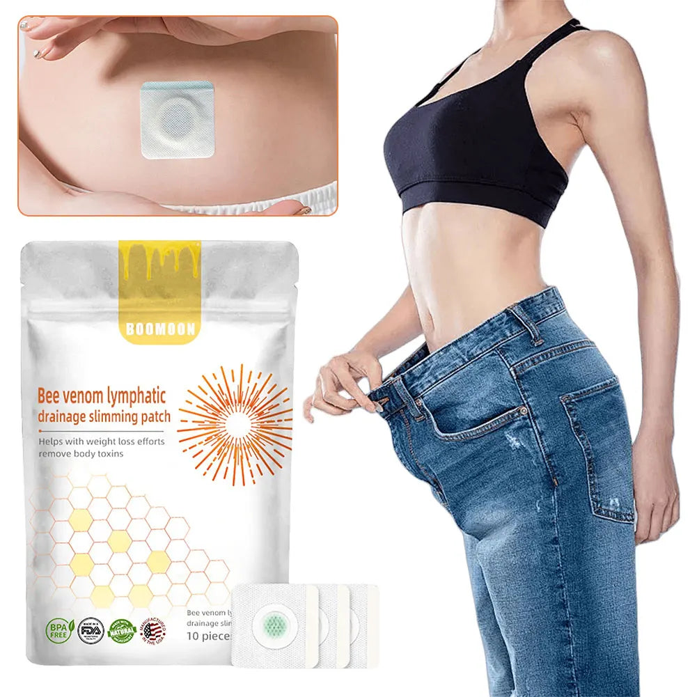 7/10Pcs Bee Venom Patches Fat Burning Anti-Swelling Slimming Patch Detox Abdominal Bee Venom Patches for Men Women Body Shaping