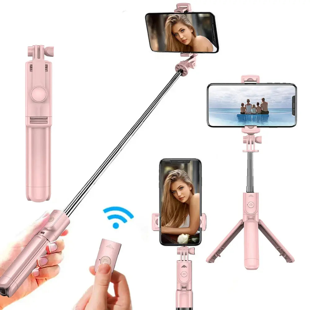 Wireless Selfie Stick Tripod Stand with Detachable Remote for iPhone