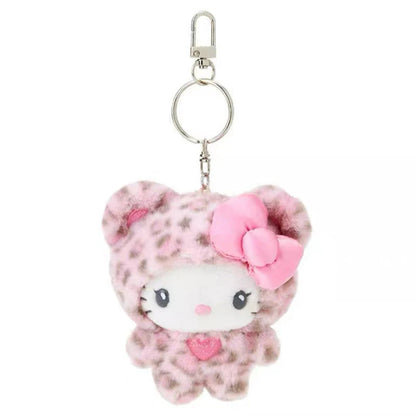 Sanrio Leopard Print Bear Series Hello Kitty Keychain Pendant Cartoon Kitty Cat Plush Doll Pendant Keychain Bag Decorations Gift Stone's Store