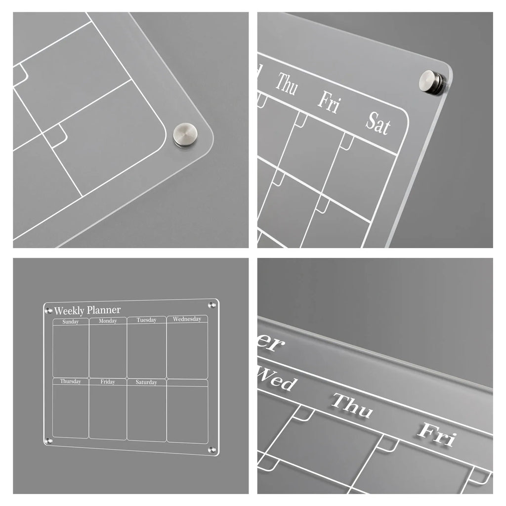 3Pcs Acrylic Planning Board Set Acrylic Clear Dry Erase Blank Weekly Monthly Planner Board with 6 Pens 15.7x11.8inch