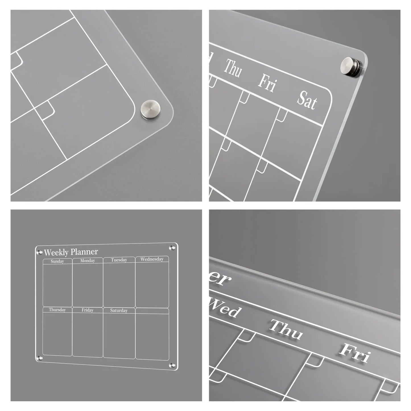 3Pcs Acrylic Planning Board Set Acrylic Clear Dry Erase Blank Weekly Monthly Planner Board with 6 Pens 15.7x11.8inch