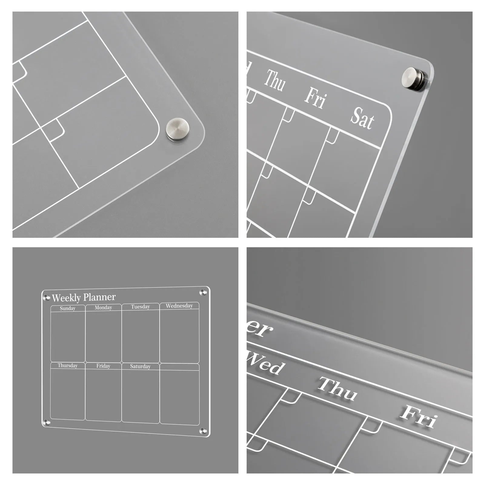 3Pcs Acrylic Planning Board Set Acrylic Clear Dry Erase Blank Weekly Monthly Planner Board with 6 Pens 15.7x11.8inch
