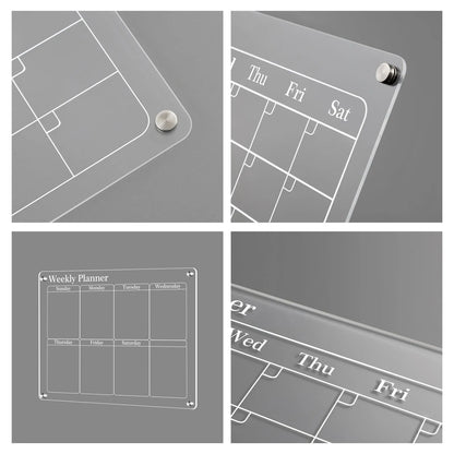 3Pcs Acrylic Planning Board Set Acrylic Clear Dry Erase Blank Weekly Monthly Planner Board with 6 Pens 15.7x11.8inch