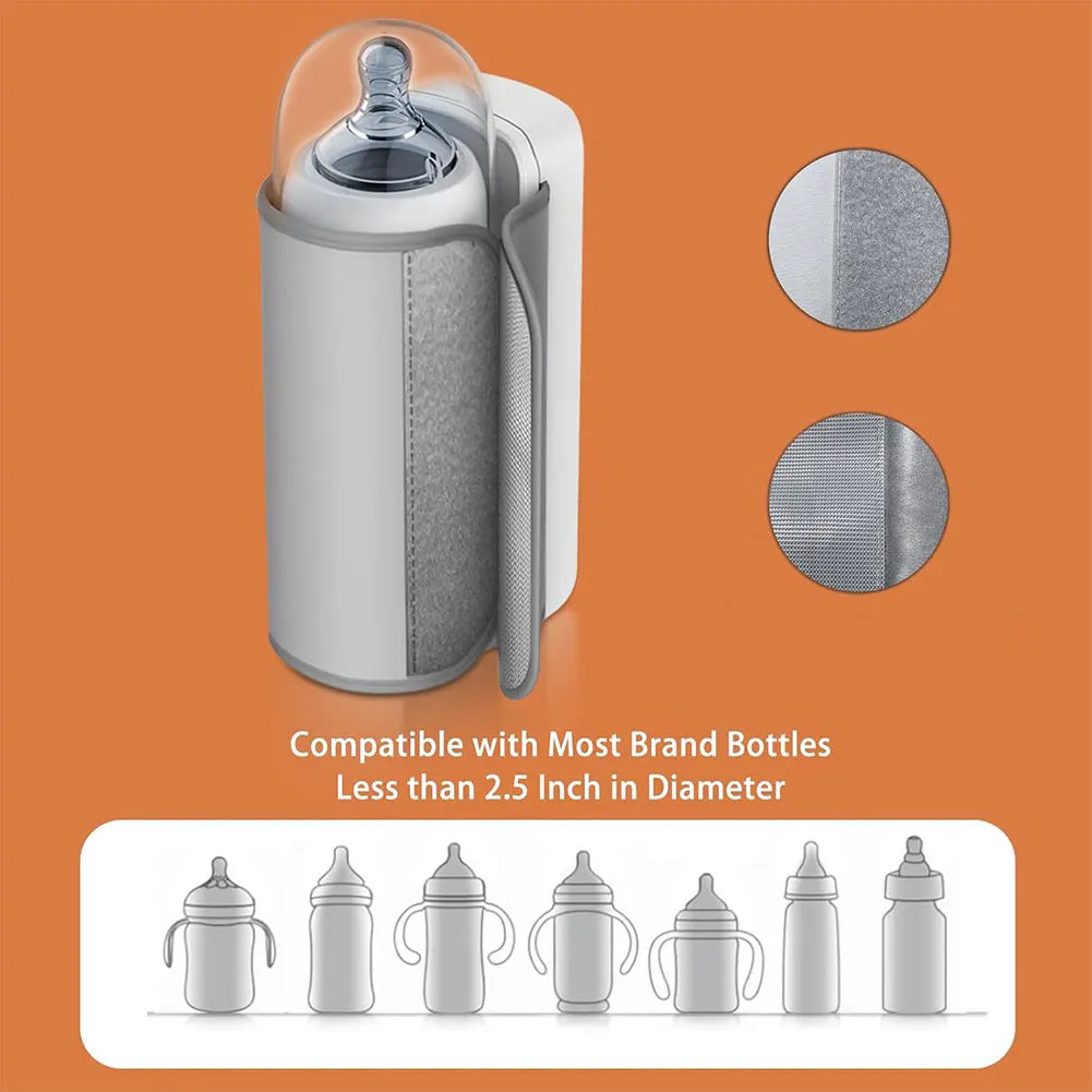 Portable Bottle Warmer Rechargeable Cordless Milk Warmer with Temperature Control Baby Bottle Warmer for Travel