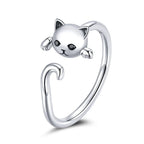 Adjustable Rings Real 925 Sterling Silver Stackable Engagement Zircon Open Size Rings For Women Jewelry big nose Official Store