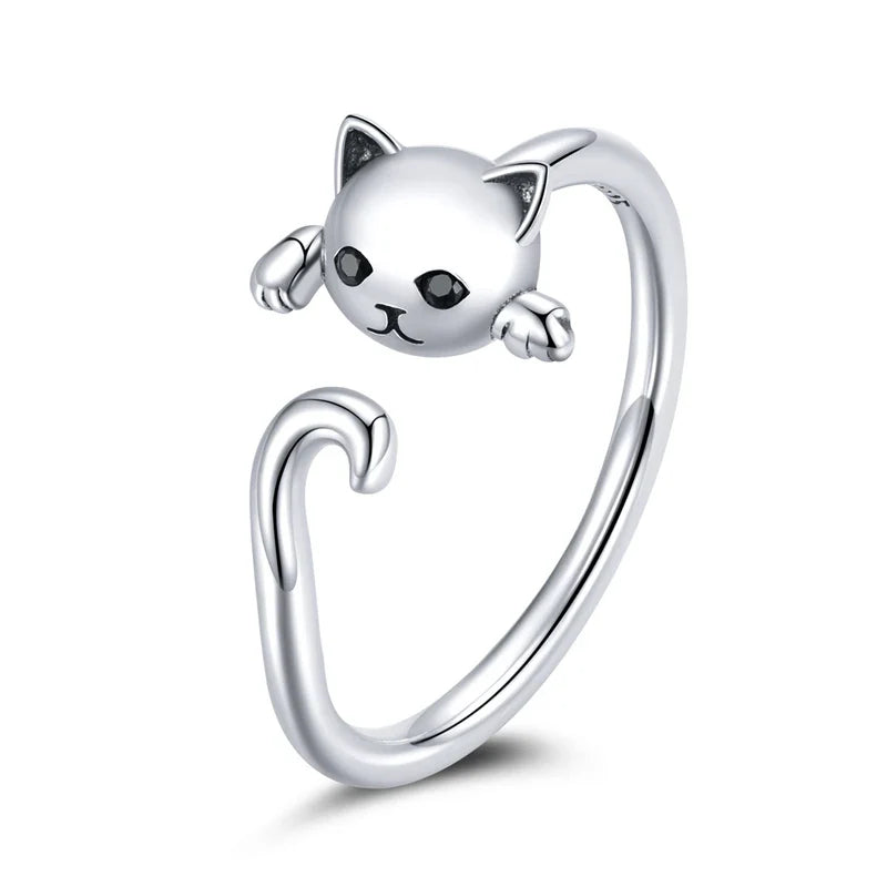 Adjustable Rings Real 925 Sterling Silver Stackable Engagement Zircon Open Size Rings For Women Jewelry