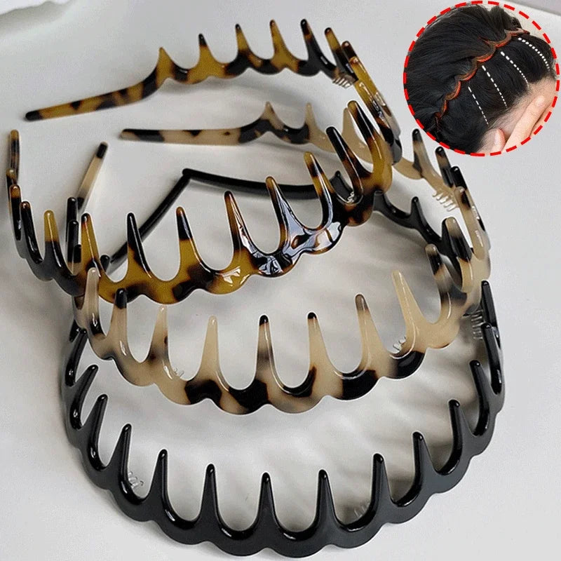 Fashion Wave Headbands for Women Solid Color Toothed Non-slip Hair Bands Girl Face Wash Sports Hairbands Hair Accessories WE YOU Store