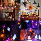1pc LED Halloween String Lights Bat Ghost Pumpkin Decorative Lamp Battery Operated Festival Lights For Halloween Party Decor